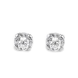 Mondepetit - 18ct White Gold Cubic Zirconia 3 mm Children's Baby Earrings shine