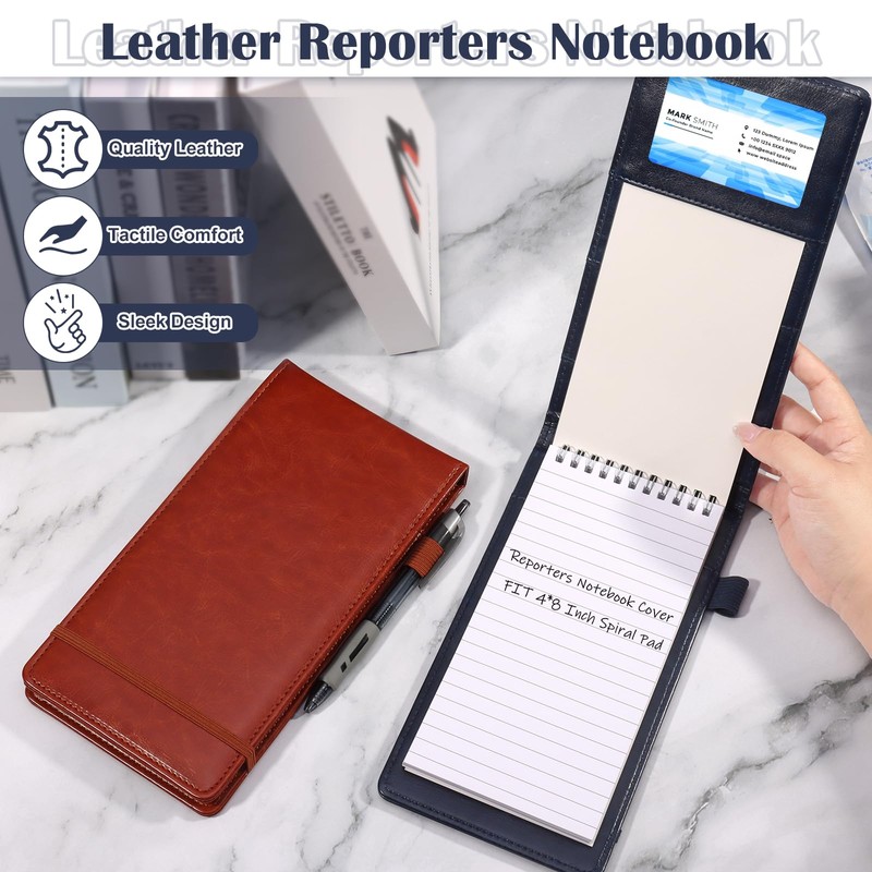 WANGDEFA Reporters Notebook Cover PULeather Notepad And Pen Holder Set