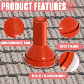 Podoy #7 Roof Vent Boot Chimney Flashing for Metal Roof Included Roofing Screws & Hex Socket (for Pipe Od 6" to 11") Flexible High Temp Roof Boot