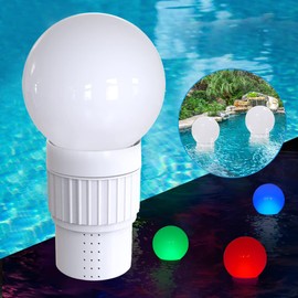 KingSom Pool Chlorine Dispenser Floater,Spa Chemical Dispenser with Colorful Solar Ball Lights,Floating Pool Chlorinator Easy Opening,3inch Tablets Chlorine Bromine Holder for Hot Tub,Anti-Sinking
