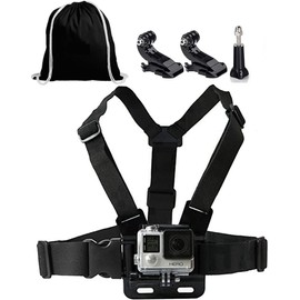 StylishDevice Chest Mount Harness Strap + J-Hook, Thumbscrew & Black Drawstring Storage Bag. Compatible with GoPro and all action cameras