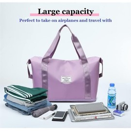 LÍMITE-MX Bolsa De Viaje Expandible Para Hombre Mujer,Bolsa Deportiva Para Gimnasio,Maleta De Mano Para Avión Carry On,Bolso De Noche De Fin De Semana De Un Hombro Para Mujer De Gran Capacidad,Morado