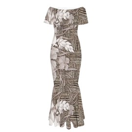 Guosanchn Summer Dresses for Women 2024 Polynesian Floral Dress L Off Shoulder Maxi Dresses Native African Clothes Sleeveless Dress Hawaiian Summer Beach Playwear Dresses