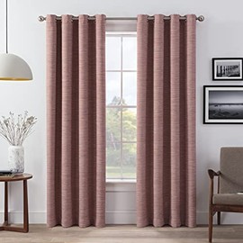 Eclipse Wyckoff Noise Reducing Blackout Grommet Woven Window Curtains (2 Panels), 52 in x 63 in, Spice
