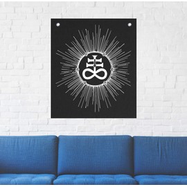 Leviathan Cross Wall Tapestry - Goat Skull Sigil of Lucifer Demonic Devil Dragon Demon Evil Mendes Goat's Head Gothic Metal Occult Punk Satan Satanic Skeleton Voodoo Wicca Baphomet Pentagram Inverted