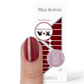 Miss Sophie Nagelfolie - Brick Red - Einfarbig, Rot, Nail Wraps - 24 ultra-dünne selbstklebende langanhaltende Nagelfolien