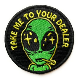 Urbanski Patch Alien Joint Take Me To Your Dealer 420 Iron-On 8 x 8 cm | Sew-On Appliqué Iron-On Patch