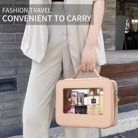 Pinkmik Clear Makeup Bag for Women Waterproof Travel Cosmetics and Toiletries Case Portable Makeup Oaganizer Bag Clear Car Bag with Zipper