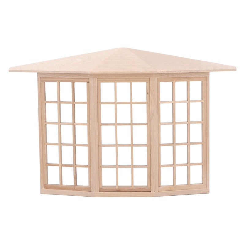 1/12 Dollhouse Bay Window Exquisite Miniature Wooden 45 Degree Corner
