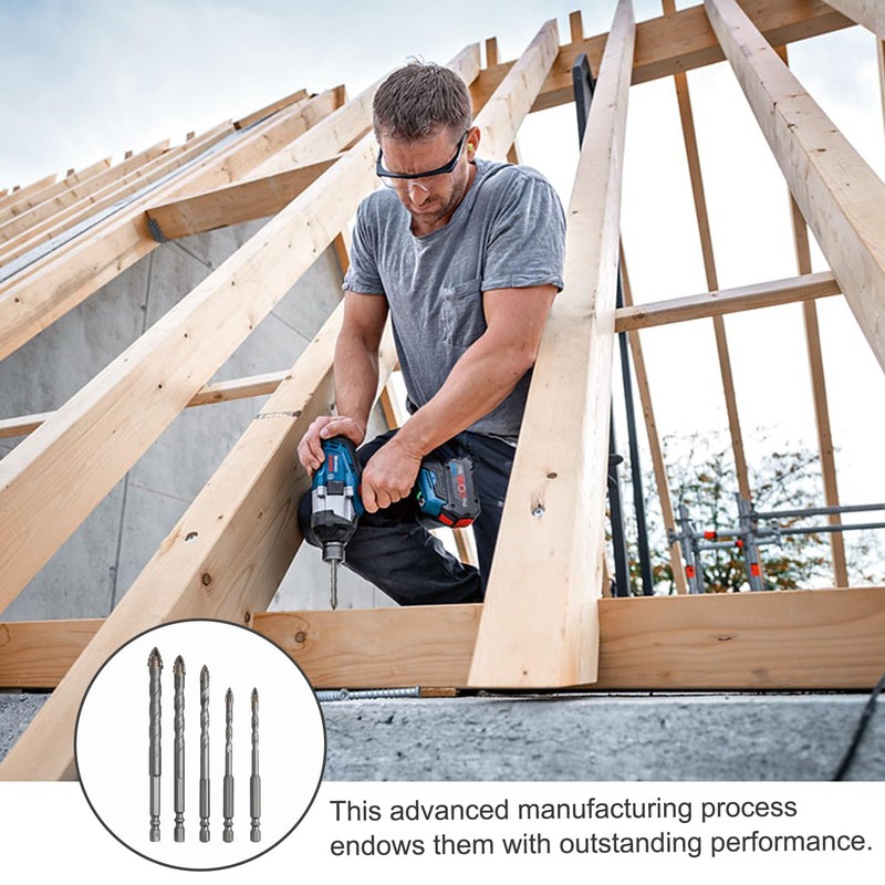 Multi-Sized Serrated Eccentric Drill Bits Set for Masonry, Tile, Wood,