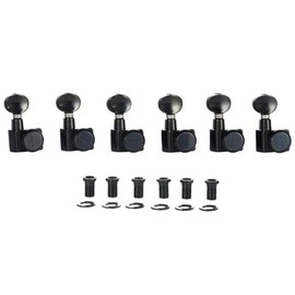 KAISH 21:1 Dual Pin (No Screws) Locking Tuners 2 Pin Locking Tuning Keys Pegs Tuning Machine Heads fits for American Series Strat/Tele Guitars Vintage Oval Button Black