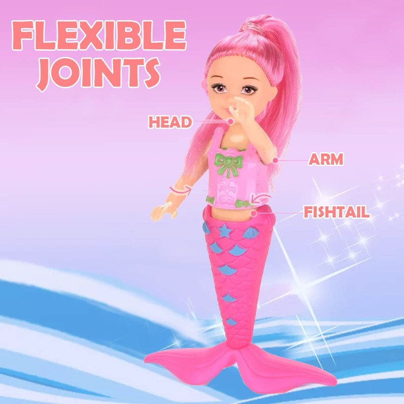 12 Pack Mermaid Dolls Pretend Playset - 6" Mini Figures