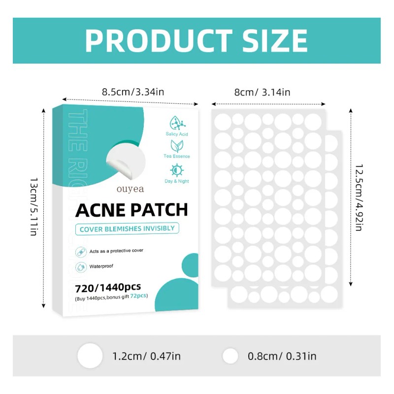 Parches Acné Hidrocoloide 720pcs Absorbe Grasa