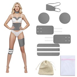 8 Pcs Castor Oil Pack Wrap Organic Cotton for Liver Detox, Stomach, Belly, Neck, Breast, Knee, Foot & Full Body, Reusable Hot/Cold Compress Pads, Waterproof & Anti Oil Leak with Adjustable Strap