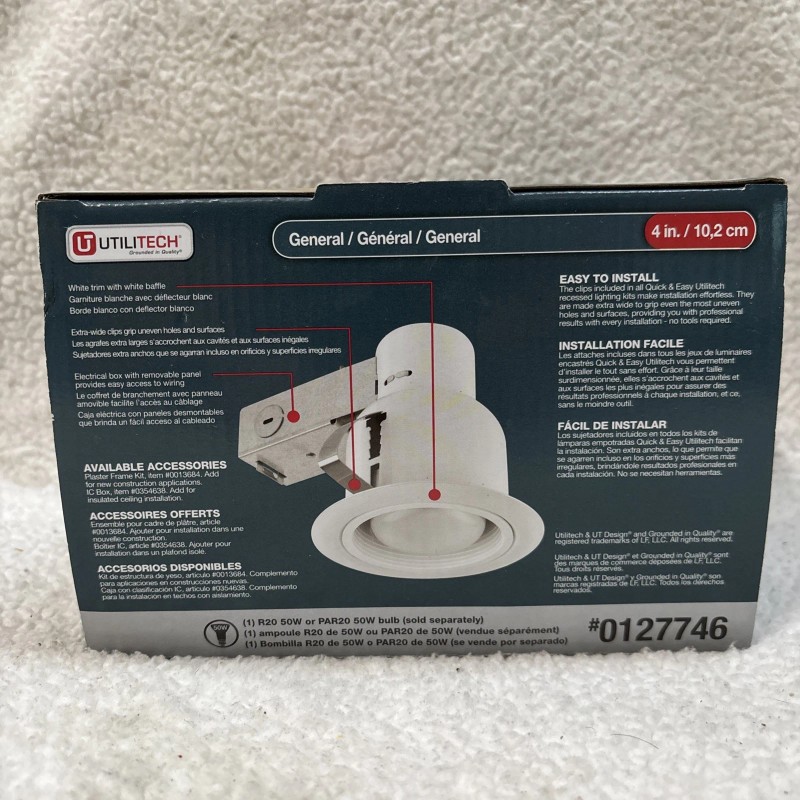 Globe Utilitech 4" Baffle Recessed Lighting Kit 0127746 LED Ceiling