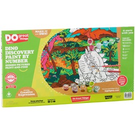 Highlights Dinosaur Paint by Number Craft Kit for Kids, Dino Hidden Pictures Pattern, Paint and Find Hidden Objects, Includes Canvas, Paint, and Brushes, Ages 6+