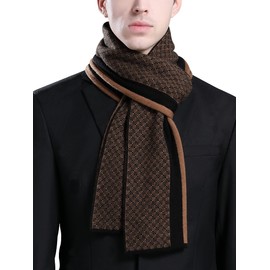 WANYING Autumn Winter 6% Wool Men's Scarf Knitted Scarves Wool Muffler for Men Fashion Chic Casual Business - Small Checkered Black & Brown