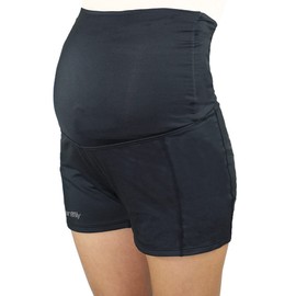 Oceanlily Over The Belly Maternity Swimwear Bottoms-High Waist Cover Up-Women Swim Shorts (XXL, Black Short)
