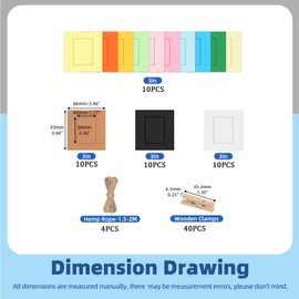 Glarks 84pcs 3 Inches Cardboard Picture Frames, Colorful DIY Cardboard Photo Hanging Display, Paper Picture Frame with Clips and Strings for Home School Party Office Wall Decor
