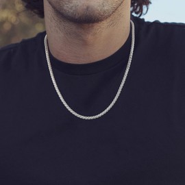 Silver Chain Necklace for Men, 4mm Sterling Silver Mariner Chain for Men Women Sterling Silver Mens Chain Necklace Silver Chain for Men Diamond Cut Mariner Chain Mens Necklace Jewelry Gifts 30 Inch