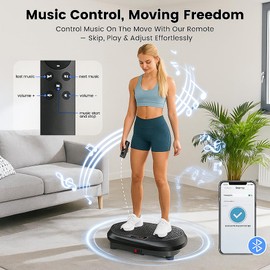 Vibration Plate Exercise Machine, Vibrating Fitness Platform for Lymphatic Drainage, Full Body Shaker Workout Equipment, Bluetooth Power Shaping Vibrate Plate, Board Sport for Home Exercise Gym, Black