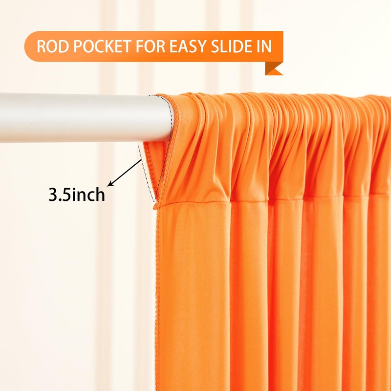 Orange Backdrop Curtain 4 Panels-Wrinkle-Free Orange Curtains Polyester Photography Drapes