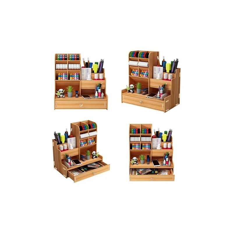 Organizador De Escritorio Madera Oficina Con Cajonera