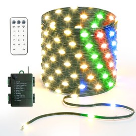 KepStars 33ft Battery Operated String Lights, 100 LED Warm White & Multicolor Fairy String Lights Battery Powered w/Remote & Timer for Indoor Outdoor Christmas Trees Decoration Bedroom Patio