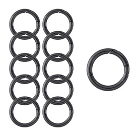 Round Carabiner, Round Key Ring, Pack of 10, Back Charm, Metal Fittings, Back Accessories, Outdoor, Black, 1.6 inches (40 mm), Wire Diameter 0.2 inches (6.0 mm) x Outer Diameter 1.6 inches (40 mm) x
