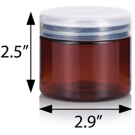 (12 pack) 6 oz Amber PET Plastic Jar with Clear Natural Flip Top