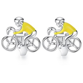 HONEY BEAR Cufflinks for Mens - Racing Bike Bicycle Cyclist Sports,for Mens Shirt Wedding Gift (Yellow)