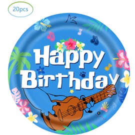 HJFZLY Blue Cartoon Birthday Party Supplies, 20 Plates and 20 Napkins, Blue Animation Luau Theme Birthday Party Decoration for Kids Boy Girl