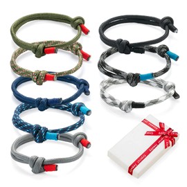 Pack of 8 Cool Braided Bracelets Set for Men Women Colourful Marine Rope Cord Nautical Surf Bracelet for Men Boys Children Boys Navy Rope String Fabric Bangle Adjustable Gift, Nylon