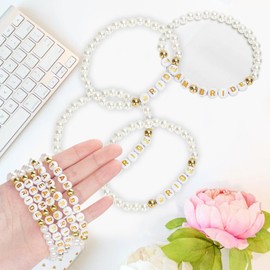 Yoljun Pack of 5 Team Bride Bracelets, JGA Accessories, Women, Jga Bracelets, Women, Wedding, Girlfriend, Gift, Party, Jewellery Set for Bridesmaids