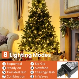 GARITE Christmas Tree Lights, 6.6FT x 16Line 400LEDs Xmas Tree Lights, Waterproof Christmas Tree Net Lights Plug in, 8 Modes Warm White Christmas Tree Lights Indoor and Outdoor