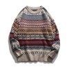 Gihuo Men Vintage Striped Sweater Grandpa Fall Winter Pullover Long