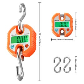 Rhorawill Luggage Scales Crane Scale 150kg Double Accuracy Electronic Digital Hook Scale Mini LCD Loop Hanging Scale Luggage Fishing Scale Heavy Duty Weight Balance with Tare Function Black (Orange)