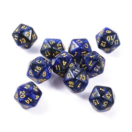 Yiotfandoll 10 Pieces Polyhedral Dice Set D20 Dice 20mm Acrylic 20 Sided Game Dice for Dungeons and Dragons RPG MTG DND Dice Table Games (Starry Blue Black)