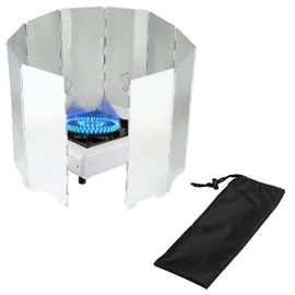 LiJuanWang Wind Protection Gas Stove, Foldable Aluminium Wind Protection Outdoor Equipment Camping Gas Stove Wind Protection Outdoor Wind Guard Camping Stove with 10 Slats, Camping Accessories,