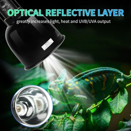 LUCKY HERP Reptile Light Fixture with Dimming Thermostat & Timer, Aluminum 5.5inch Deep Dome Reptile Lamp Fixture, Heat Lamp Fixture for UVB Bulb Basking Heat Bulb, Max 100W