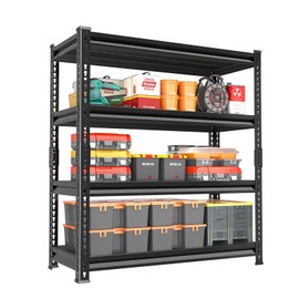 Rufokisa 48" W Garage Shelving Heavy Duty，2000LBS Loads Adjustable Garage Storage Shelves, 4-Tier Metal Shelving Units and Storage Racks Heavy Duty, 48”W x 16”D x 72”H，Black