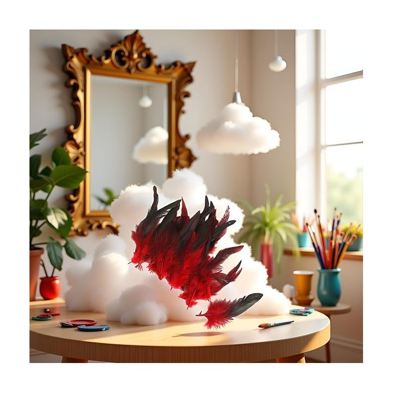 50 Red Feather Nature Feather Carnival Halloween Costume, Handicrafts, Painting