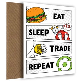 Fun Birthday Card for Trading Buffs! 'Eat, Sleep, Trade, Repeat'- For Crypto & Stock Market Whizzes, Eat Sleep Repeat Card, Trade
