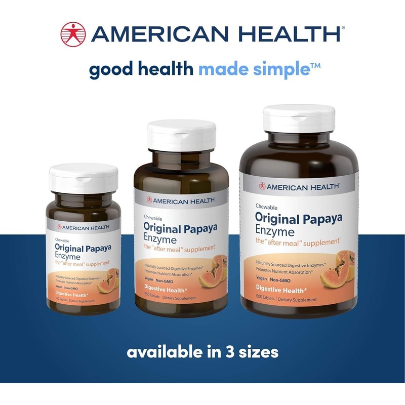 American Health Chewable Original Papaya Enzyme 600 Chwbls exp 08/26