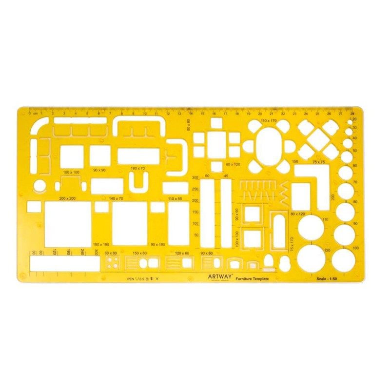 Artway Stencil Templates Assorted Flexible Plastic Templates,Orange,- Set of 4