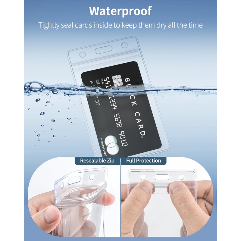 Pawfly 6 Pack Vertical ID Card Badge Holder Waterproof Clear