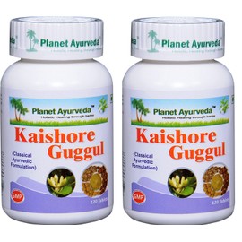 Kaishore Guggul - 2 Bottles - (Each Bottle: 120 Tablets - 500 mg) - Planet Ayurveda