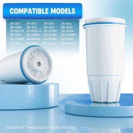 Upgraded Water Filter Replacement for Zero Pitcher and Dispenser ZR-001 ZR-004 ZP-006 ZR-017, Multi-Stage Filter System, Effectively Reducing Lead, Chromium, PFOA, and PFOS, Pack of 4, By DESENRUIS