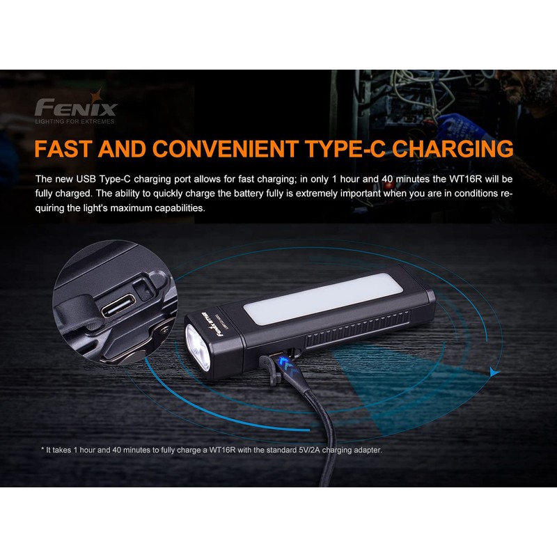 Fenix WT16R 300 Lumen rechargeable magnetic base Handheld flashlight/worklight with