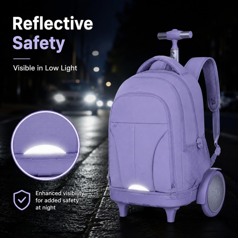 gxtvo Large Wheels & Quiet Glide | Rolling School Backpack